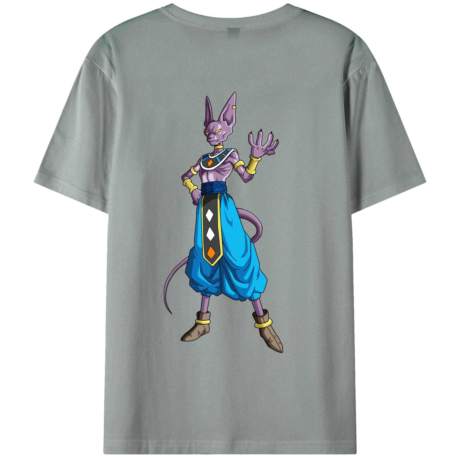 （画像用） ドラゴンボール ビルス 破壊神ビルス DRAGON BALL Beerus Birusu 綿100％ メンズ半袖Tシャツ（バックプリント） 通気性